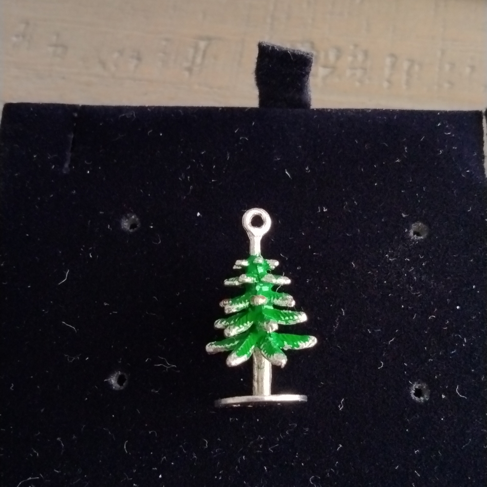 Enameled Sterling Silver Christmas Tree Charm